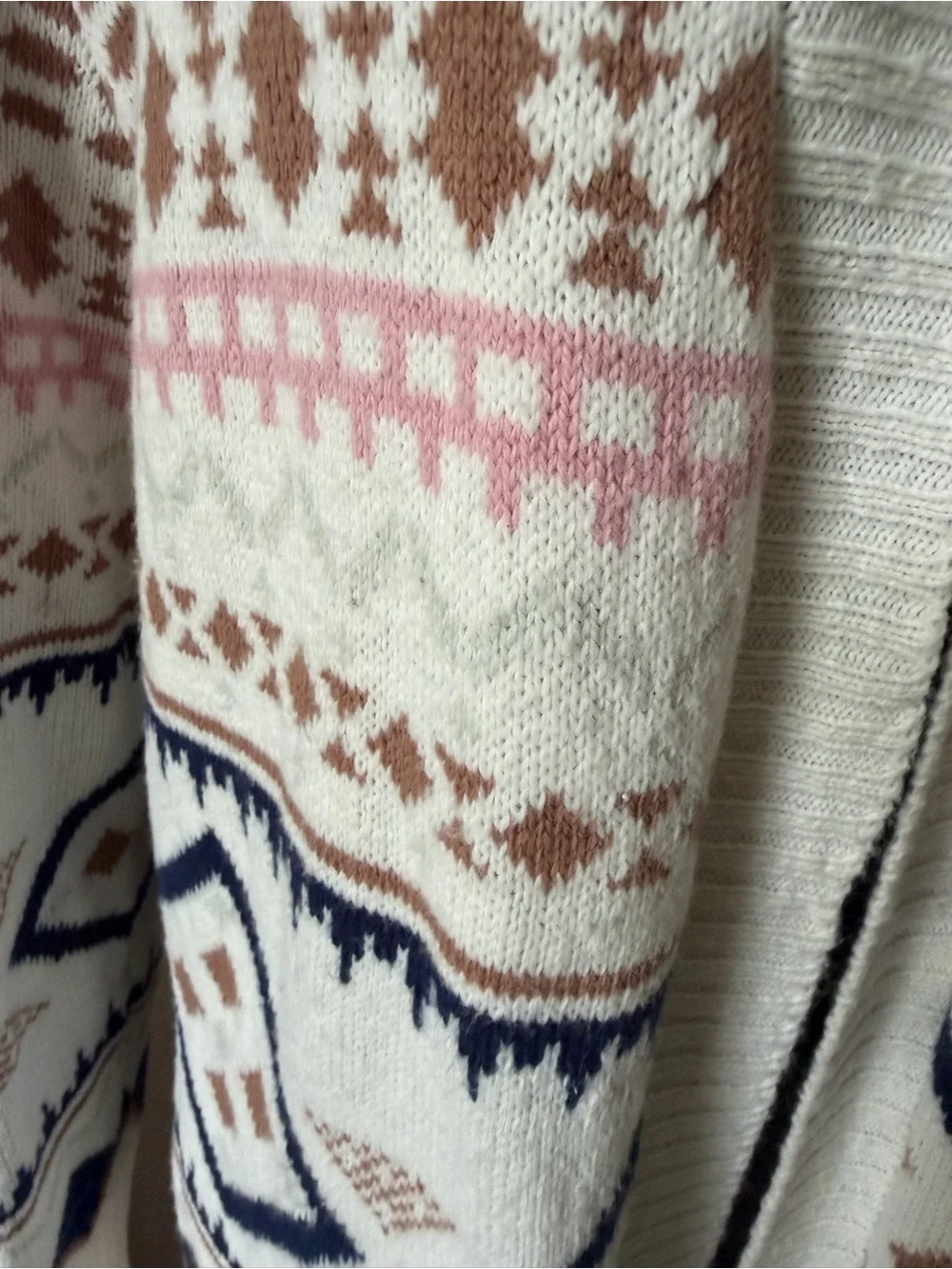 Serra NEW w/Tags Open-Front Ivory Geometric Knit Long Cardigan Sweater Large - Picture 5 of 8